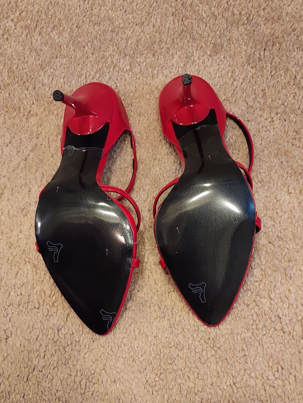 Red Strappy High Heel Sandals - Women's Dress Heels - Picture 3 of 5